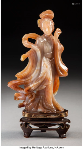 28027: A Chinese Carved Agate Figure of a La…