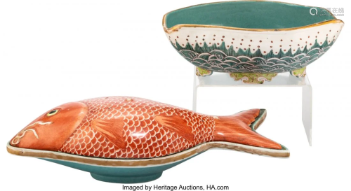 28009: A Three-Piece Chinese Export Porcelain Fish …