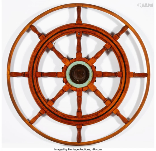 28071: A Wooden and Brass Ship's Wheel from Whal…