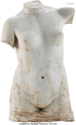 28214: A Carved Marble Torso of a Woman, 1…