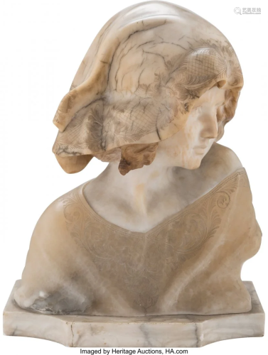 28225: A Carved Alabaster Bust of a Woman, …
