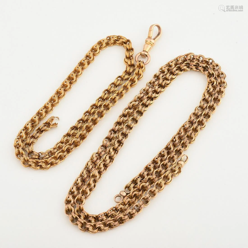 Collection of Two 14k Yellow Gold Watch Chains.