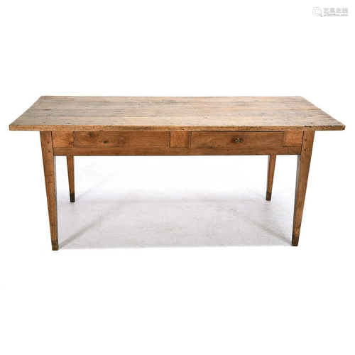 English Victorian Oak Farm House Table.