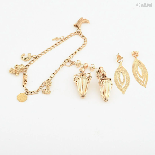 Collection of Three 14k Yellow Gold Jewelry Items.