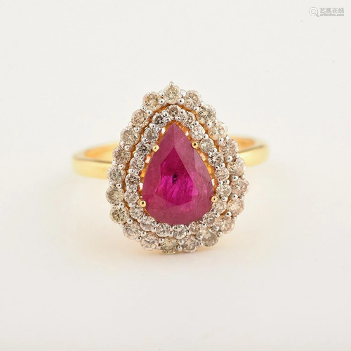 Ruby, Diamond, 18k Gold Ring.