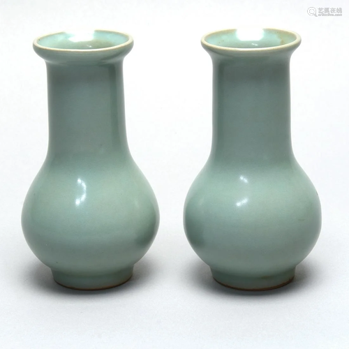 Pair of Chinese Longquan Kinuta Glazed Vases