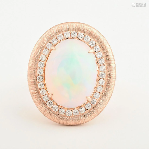 Opal, Diamond, 14k Rose Gold Ring.