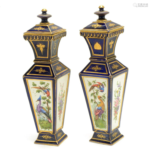 Pair of English 19th Century Porcelain Covered Vas…