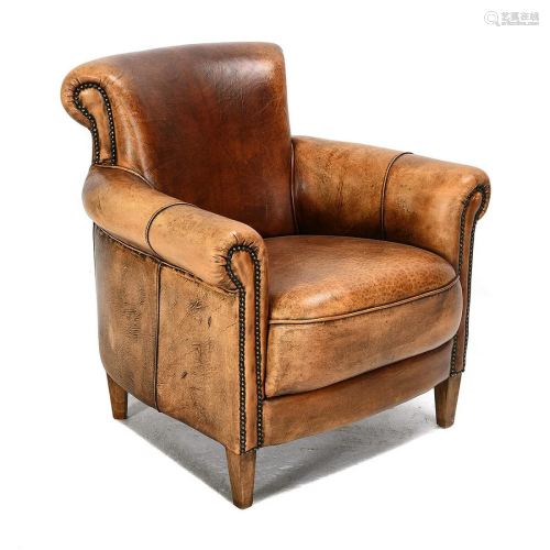 Leather Studded Armchair.