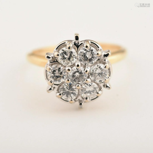 Diamond, 14k Gold Cluster Ring.