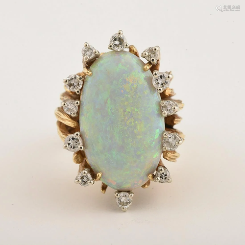 Opal, Diamond, 18k Yellow Gold Ring.