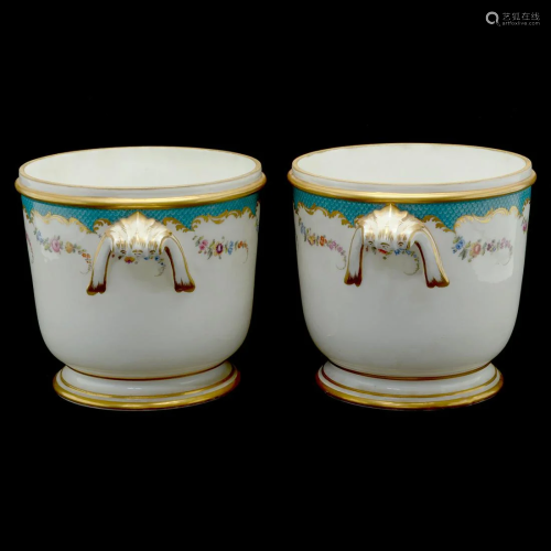 Pair of French 19th Century Porcelain Ice Pails in