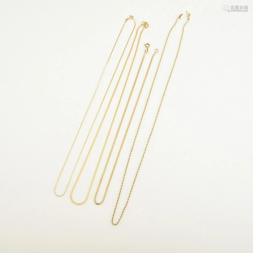 Collection of Four 14k Yellow Gold Chains.