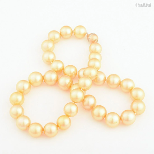 South Sea Cultured Pearl, 14k Gold Necklace.