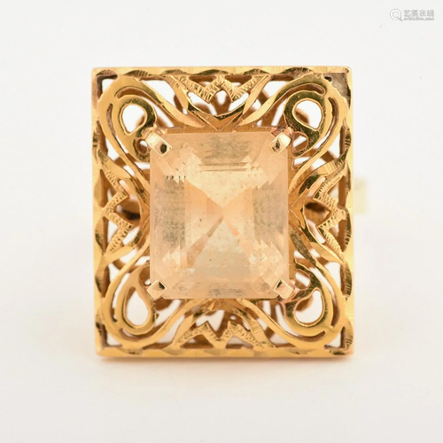 Lemon Quartz, 18k Yellow Gold Ring.