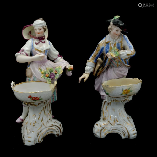 Pair of Berlin KPM Porcelain Figures with Baskets.