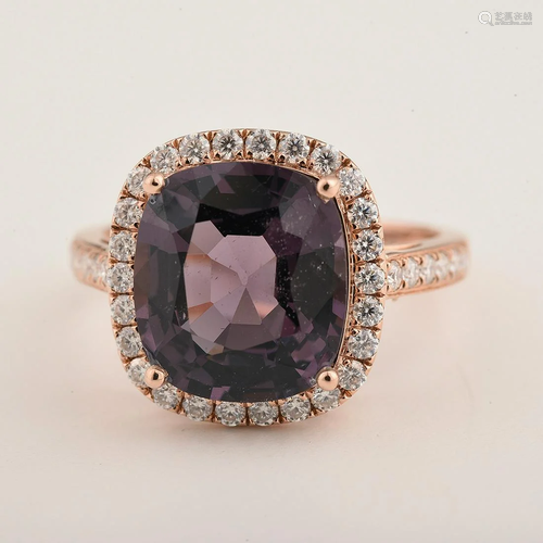 Purple Spinel, Diamond, 14k Rose Gold Ring.