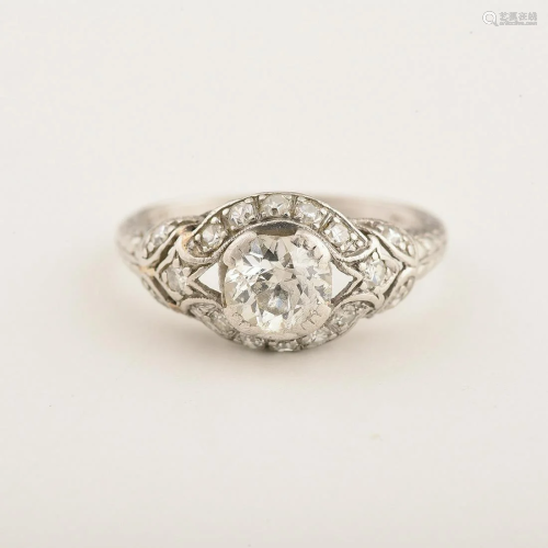 Art Deco Diamond, Platinum Ring.