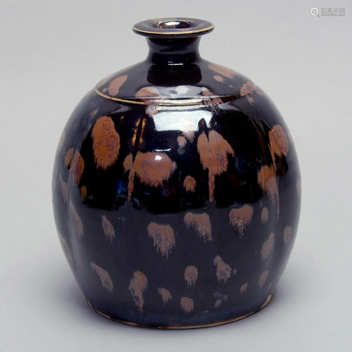 Chinese Ding Russet Splashed Black Glazed Meiping