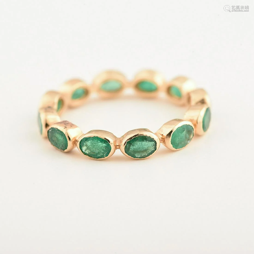 Emerald, 18k Yellow Gold Eternity Band.