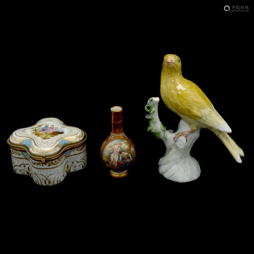 Three 20th Century Continental Porcelain Articles