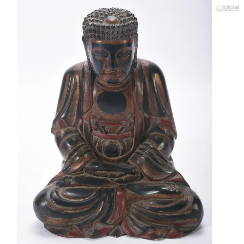 Chinese Gilt Lacquered Wood Figure of Buddha