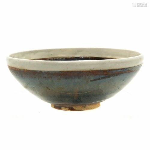 Chinese Cizhou White Rim Russet Splashed Bowl