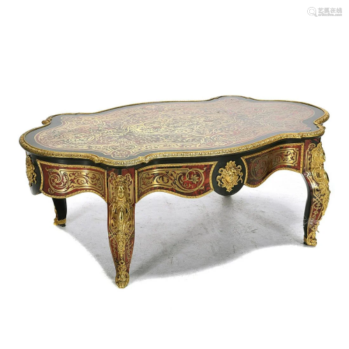 Louis XVI Style Faux Boulle Coffee Table with Gilt