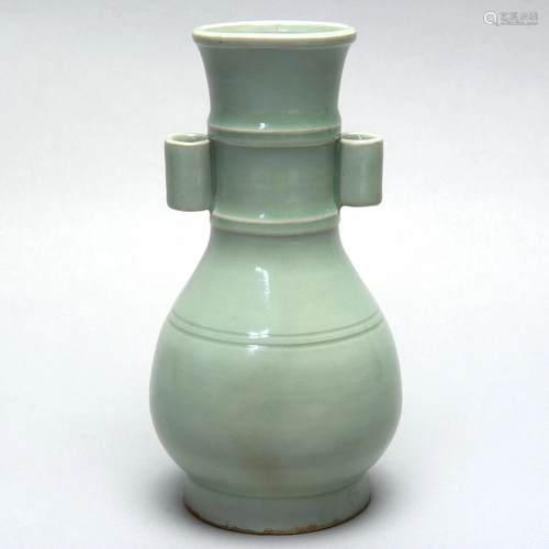 Chineseâ€ Longquan Celadon Bottle Vase with Han…