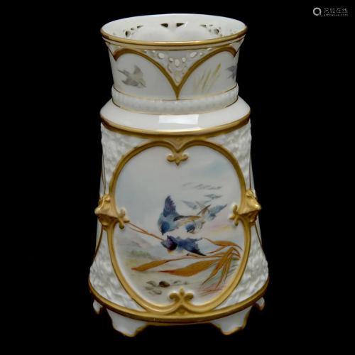Royal Worcester Porcelain Japanesque Vase Pai…