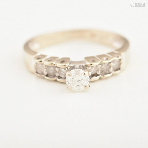 Diamond, 14k White Gold Ring.