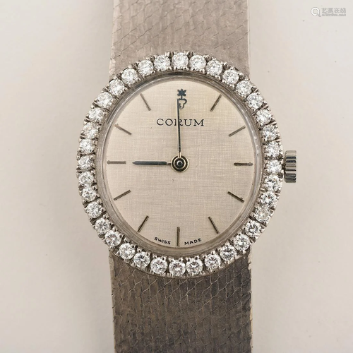 Ladies Corum Diamond, 18k White Gold Wristwatch.