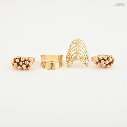 Collection of Four 14k Gold Rings.