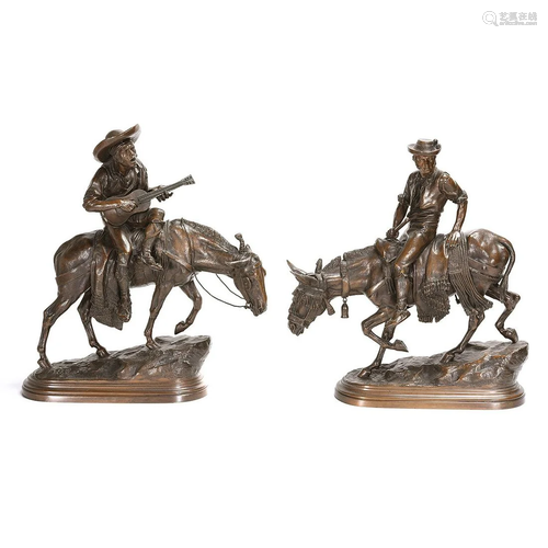 Two Bronze Sculptures of Muleteer on Horseback After I.