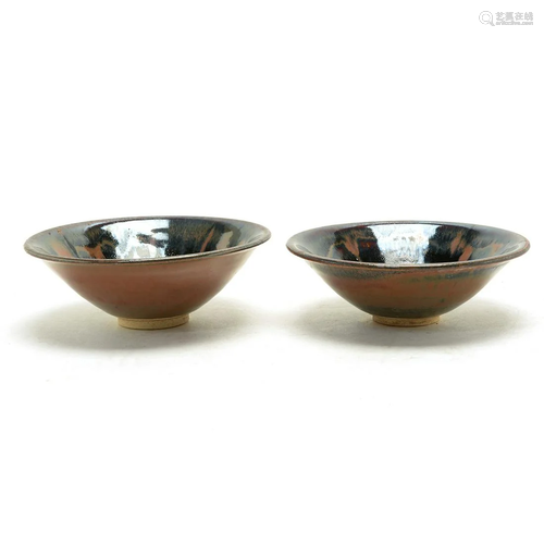 Pair Chinese Cizhou Russet Glazed And Splashed B…