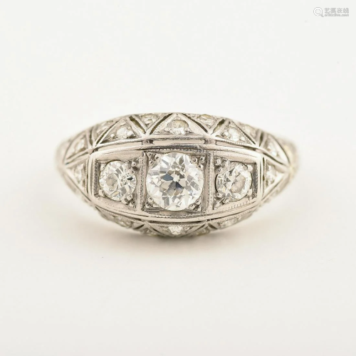 Art Deco Diamond, Platinum Ring.