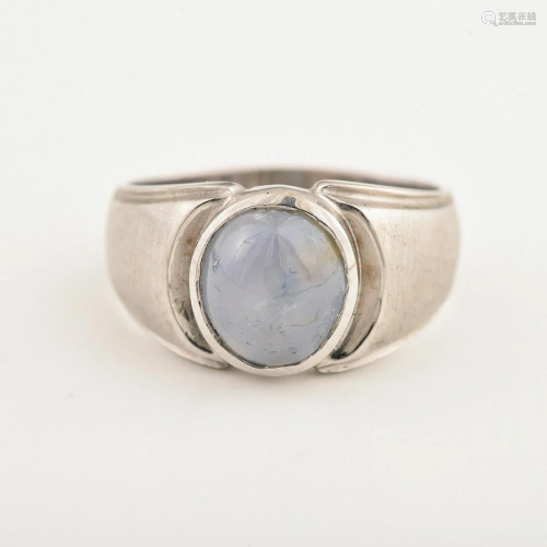 Men's Star Sapphire, 14k White Gold Ring.