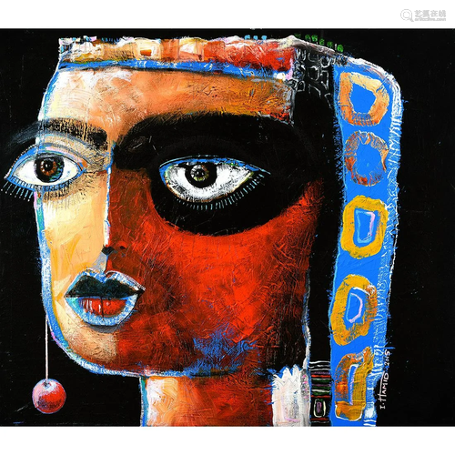 Framed Oil on Canvas of an Egyptian Woman, Sign…