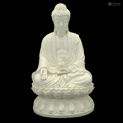 Blanc De Chine De Hua Statue of Seated Bodhisattva /