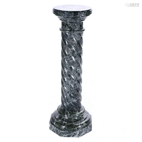 Baroque Style Green and White Marble Pedestal