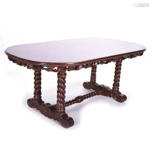 Renaissance Style Barley Twist Refectory Table, with