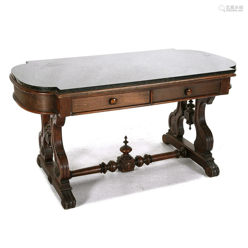 English Renaissance Revival Mahogany Marble Top…