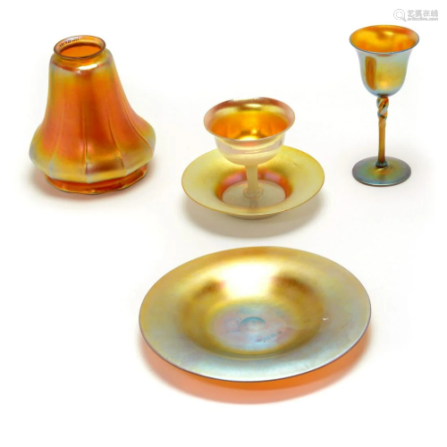 Steuben Aurene Glass Lighting and Table Articles, Lot