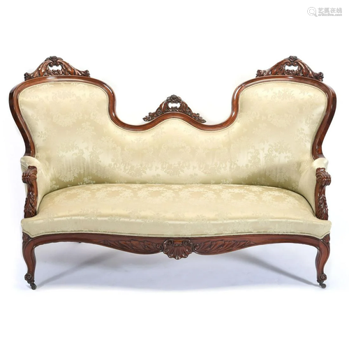 Victorian Mahogany Frame Settee