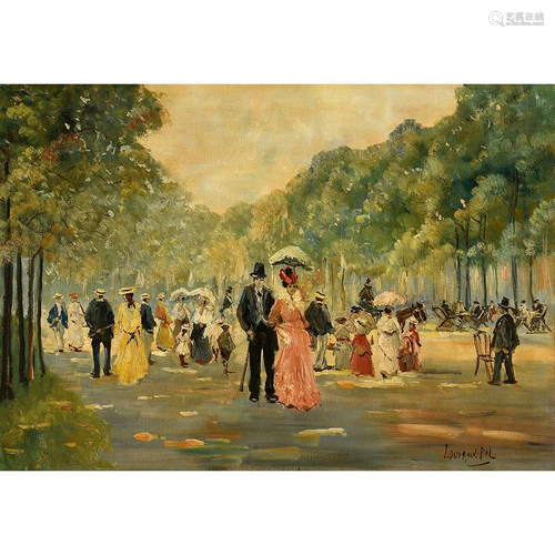 Louis van der Pol, Figures in a Park, Oil