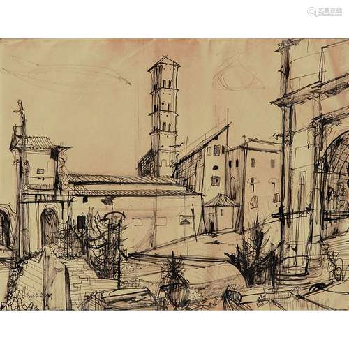 JEAN JANSEM (1920 2013) LE CAMPANILE Encre sur pap…