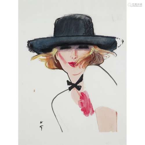 Ƒ RENÉ GRUAU (1909 2004) BLONDE AU CHAPEAU ET AU C…