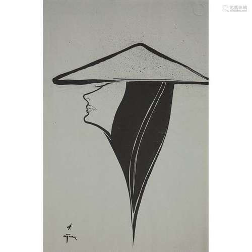 RENÉ GRUAU (1909 2004) PROFIL DE FEMME AU CHAPEAU …