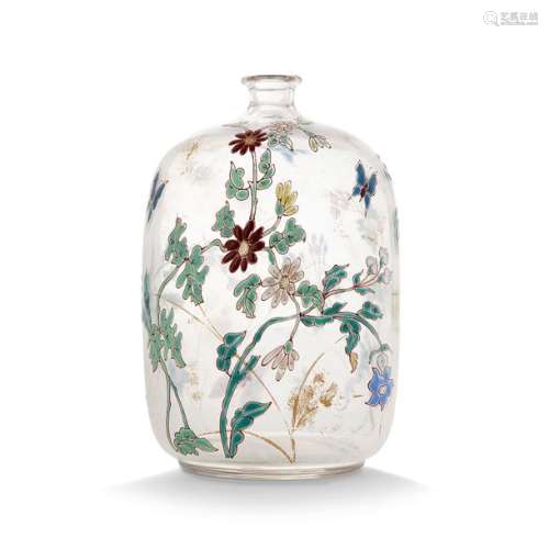 ÉMILE GALLÉ (1846 1904) Vase ovoïde bouteille en v…