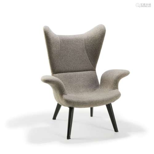 MOROSO Fauteuil à piétement sabre en bois noirci, …